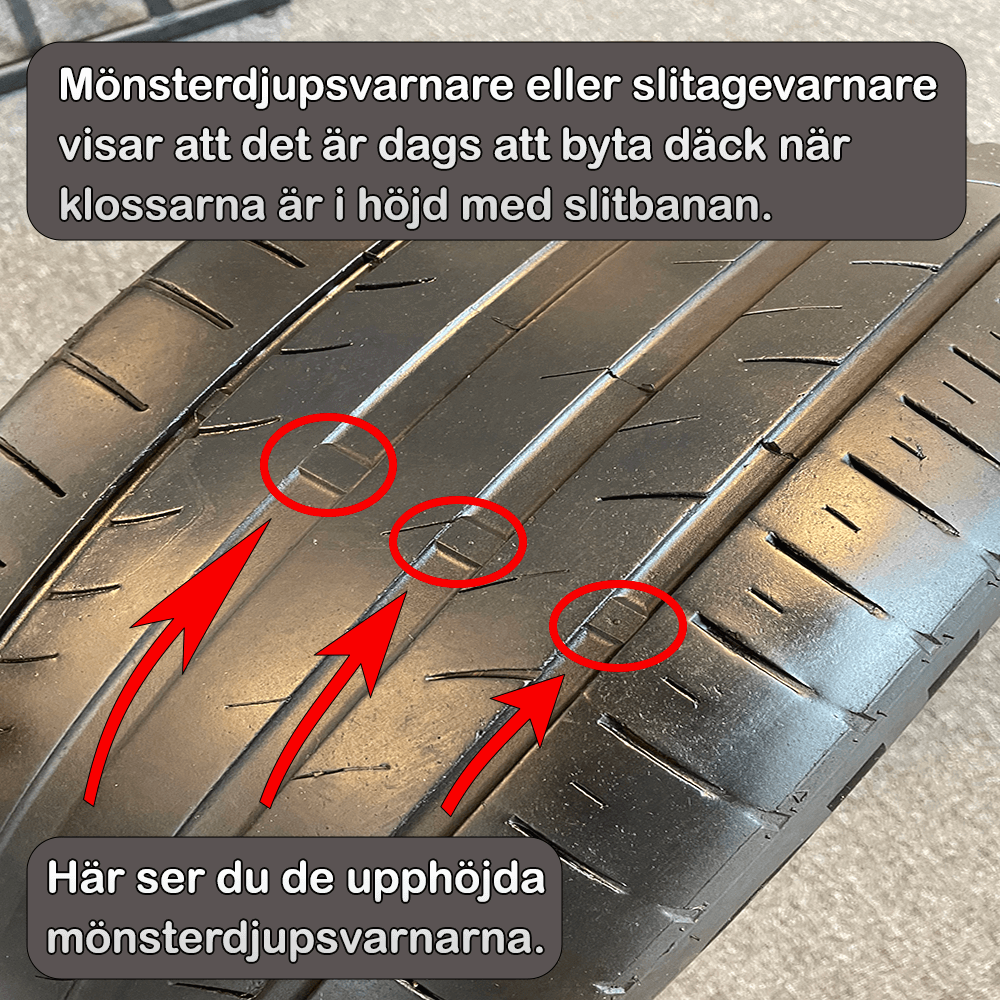 Vad är sant angående slitna däck med dåligt mönsterdjup?